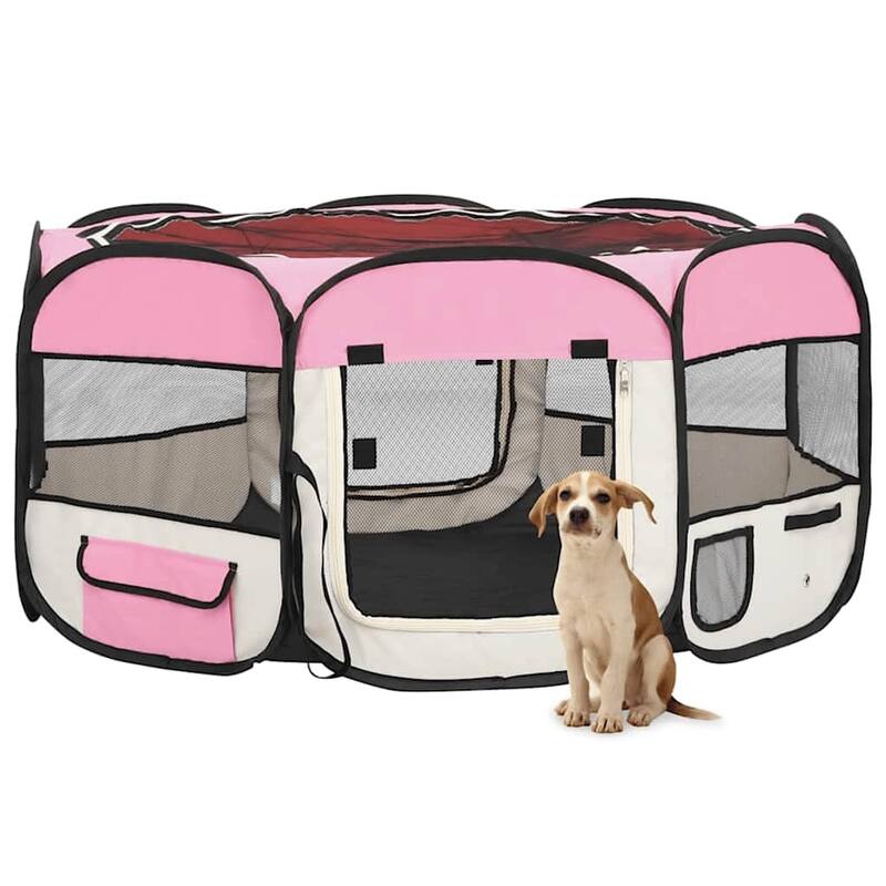 vidaXL Foldable Dog Playpen with Carrying Bag Dog Kennel Puppy Run Playpen