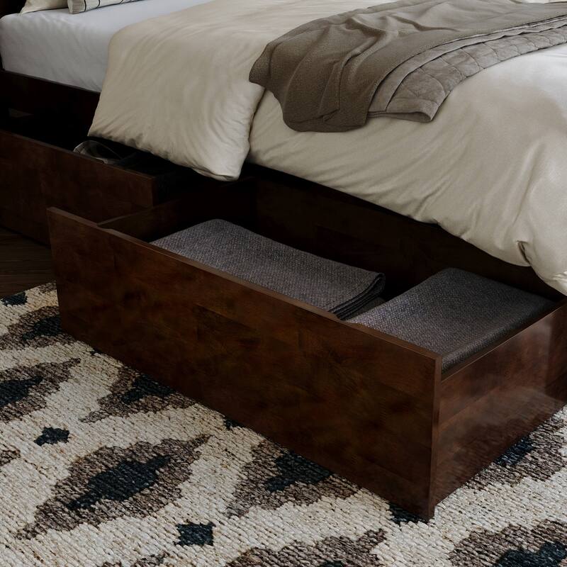 AFI Portland Solid Wood Platform Bed with Matching Footboard and Storage Drawers