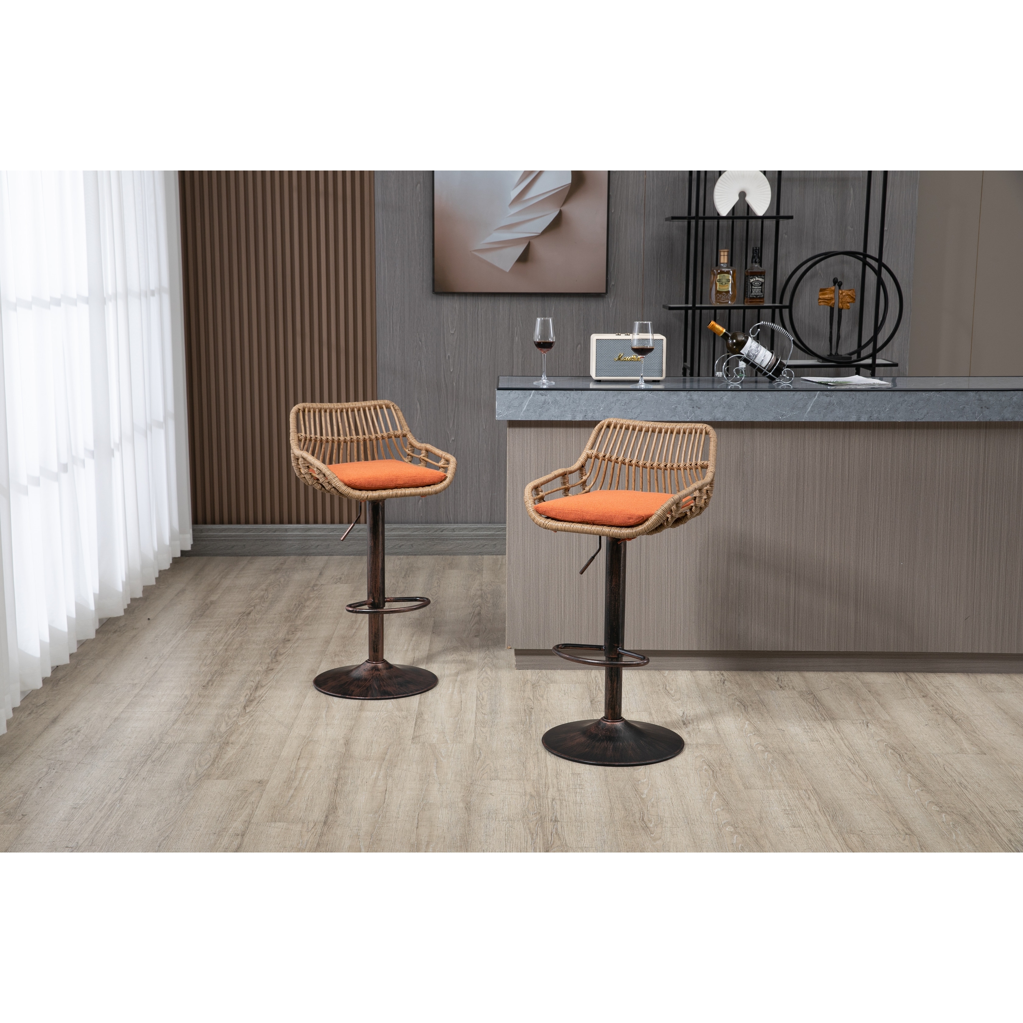Orange bar stools set of 2 deals