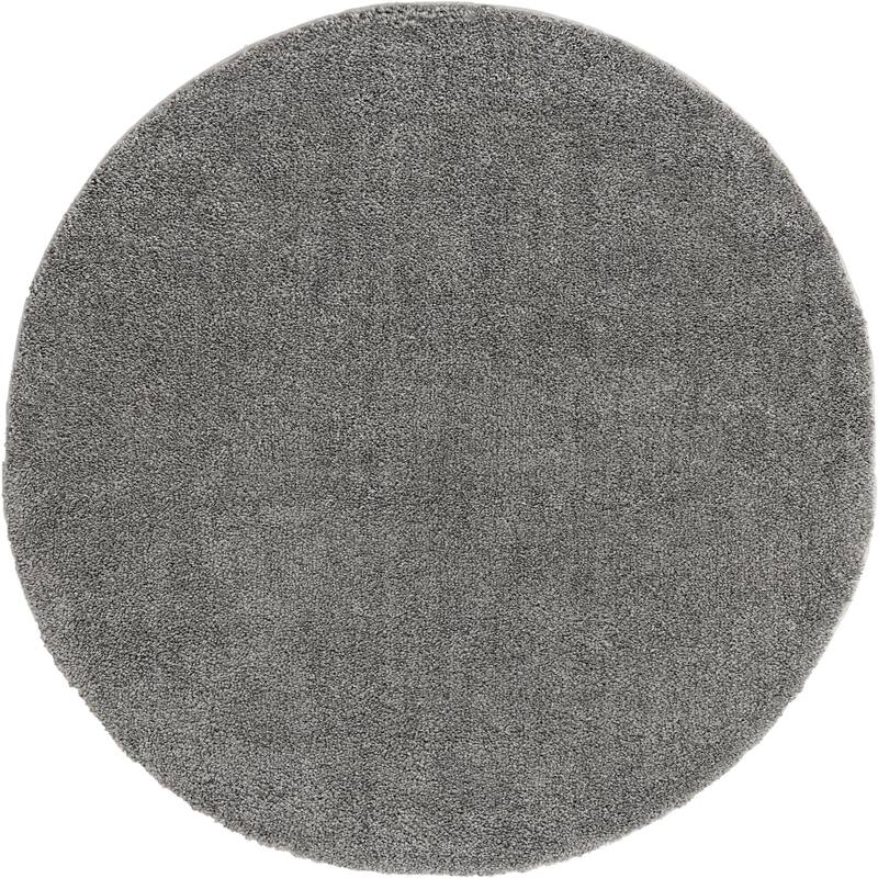 Solid/Striped Zoit Collection Area Rug - 5' Round - Gray