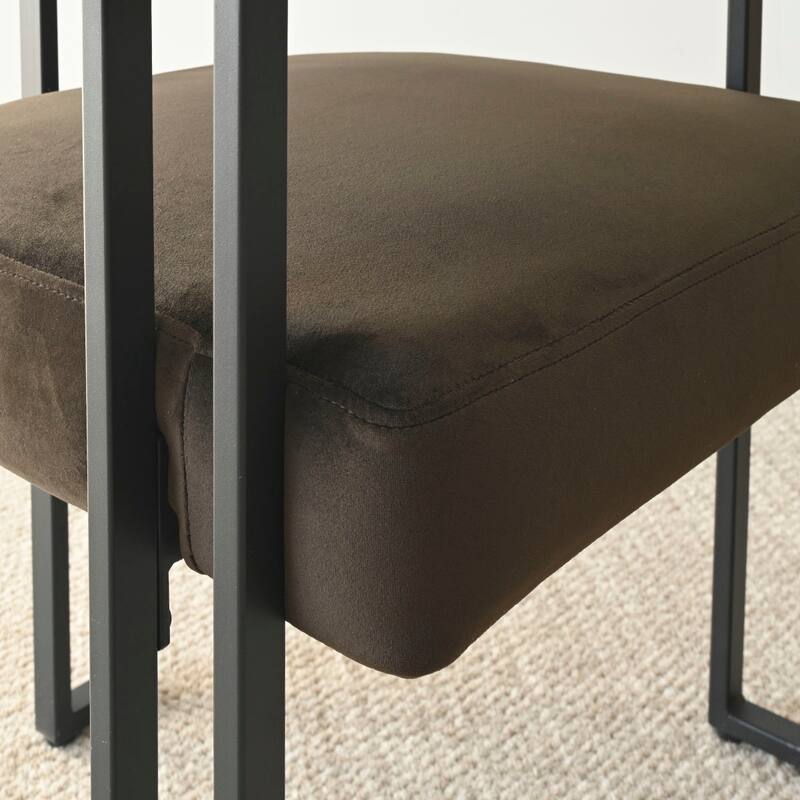 Modern Velvet Upholstered Dining Armchairs with Black Metal Legs (Set of 2/4/6)