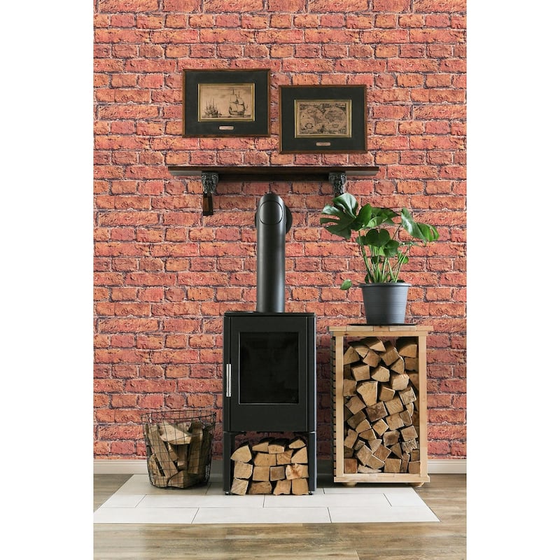 Seabrook Designs Preston Faux Aged Brick Unpasted Wallpaper