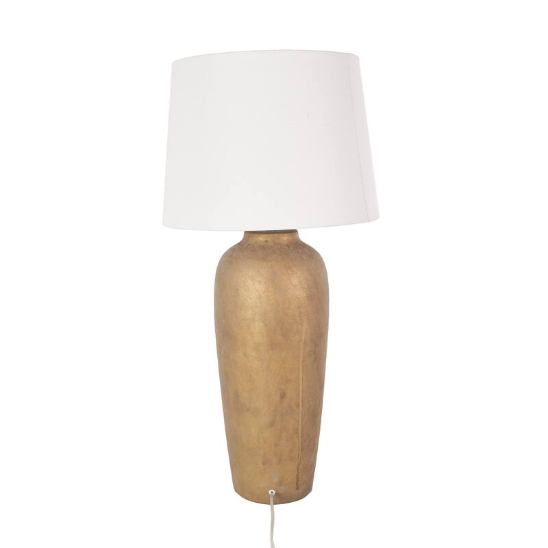 Light Brown, Black or Brown Ceramic Tall Distressed Antique Style Textured Room Table Lamp with Cream Linen Shade