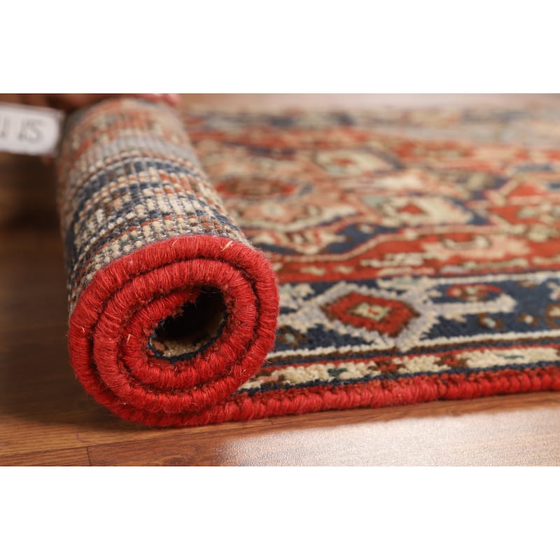 Hand Knotted Oriental 100% Wool Carpet Traditional Medallion Oranges & Rust Heriz (serapi) Area Rug - 4' 11'' X 3' 0''
