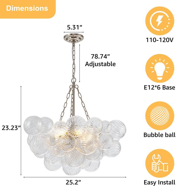 Starsky 6-Light Swirled Bubble Glass Globe chandelier