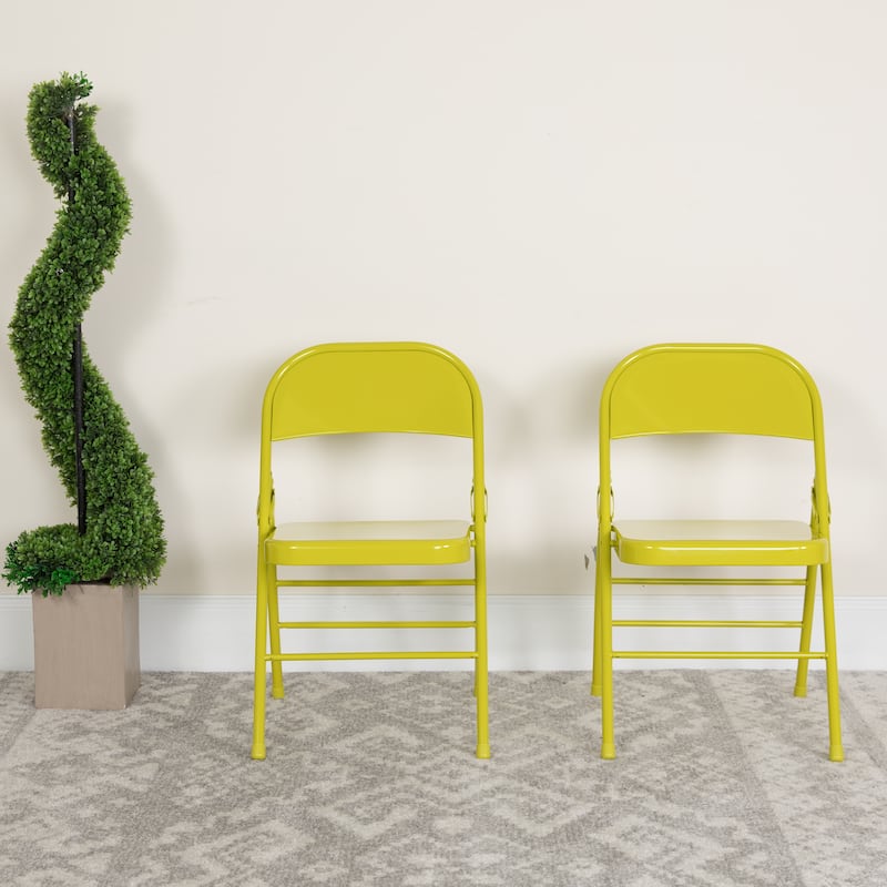 4 Pack Triple Braced & Double Hinged Folding Chair - Twisted Citron