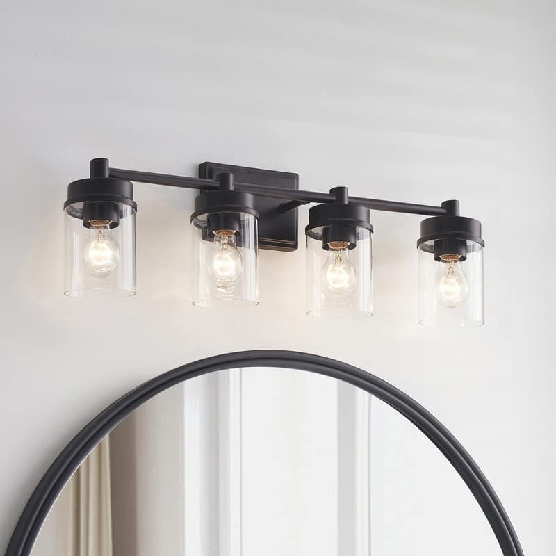 KAWOTI 4-light Modern Bathroom Vanity Light with Cylinder glass - Painted Bronze