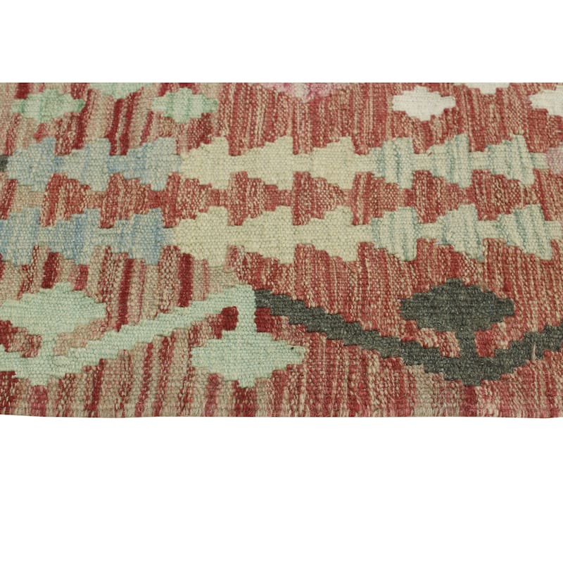 Sun Faded Flatweave Rahi Red/Ivory Runner - 2'8" x 9'9"