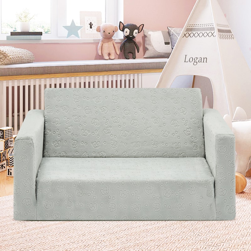 Kids Fold Out Couch 2-in-1 Children Convertible Sofa to Lounger