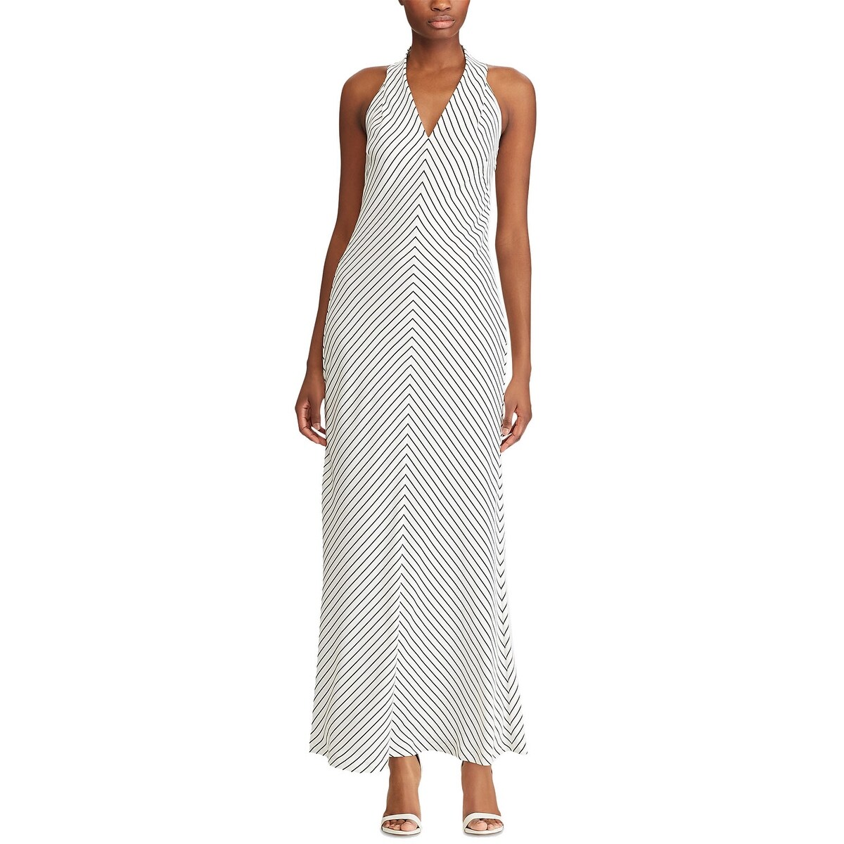 Shop Lauren Ralph Lauren Womens Bayla Striped V Neck Dress 18