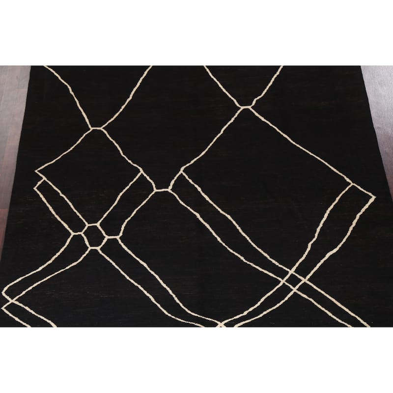 Vegetable Dye Contemporary Moroccan Wool Area Rug Hand-knotted Carpet - 7'10" x 9'8"