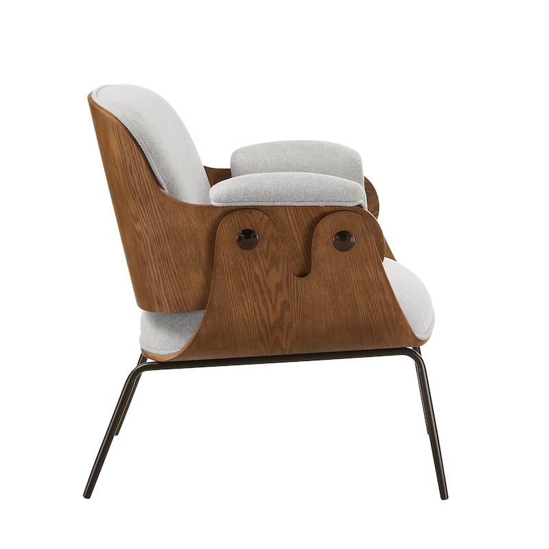 Art Leon Mid-Century Modern Fabric and Wood Accent Arm Chair