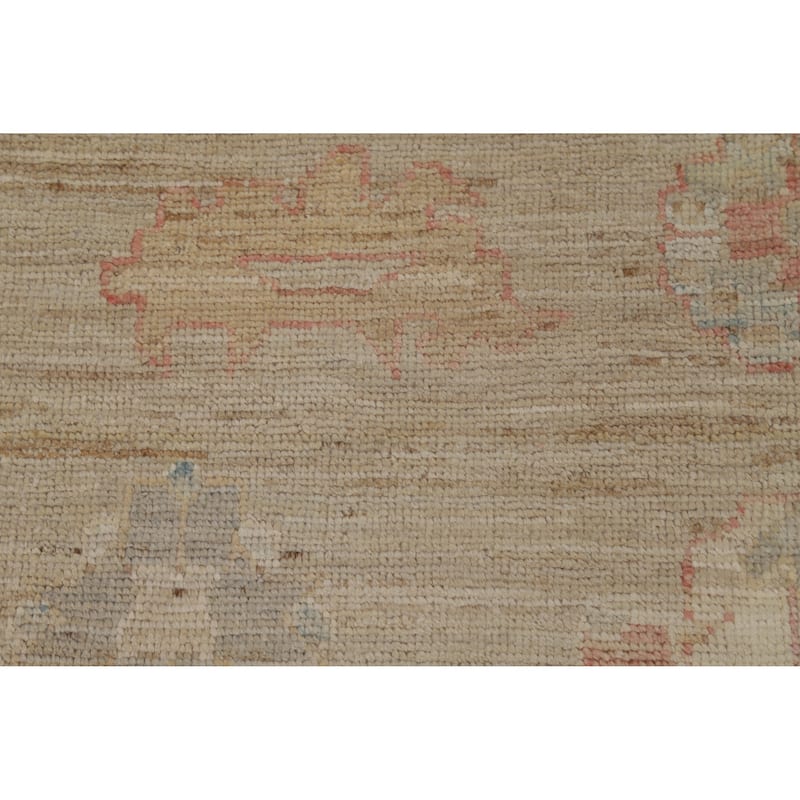 Hand Knotted Oriental 100% Wool Carpet Transitional All-Over Beige & Ivories Oushak Area Rug - 12' 0'' X 9' 0''