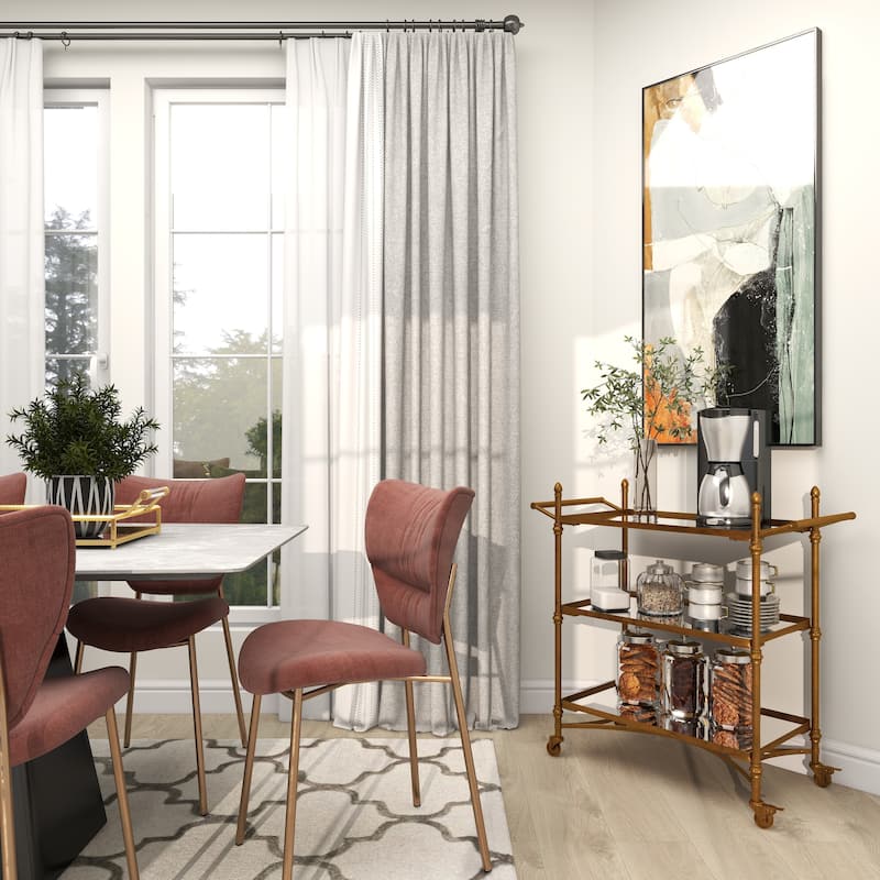 Metal Contemporary Bar Cart with Wheels