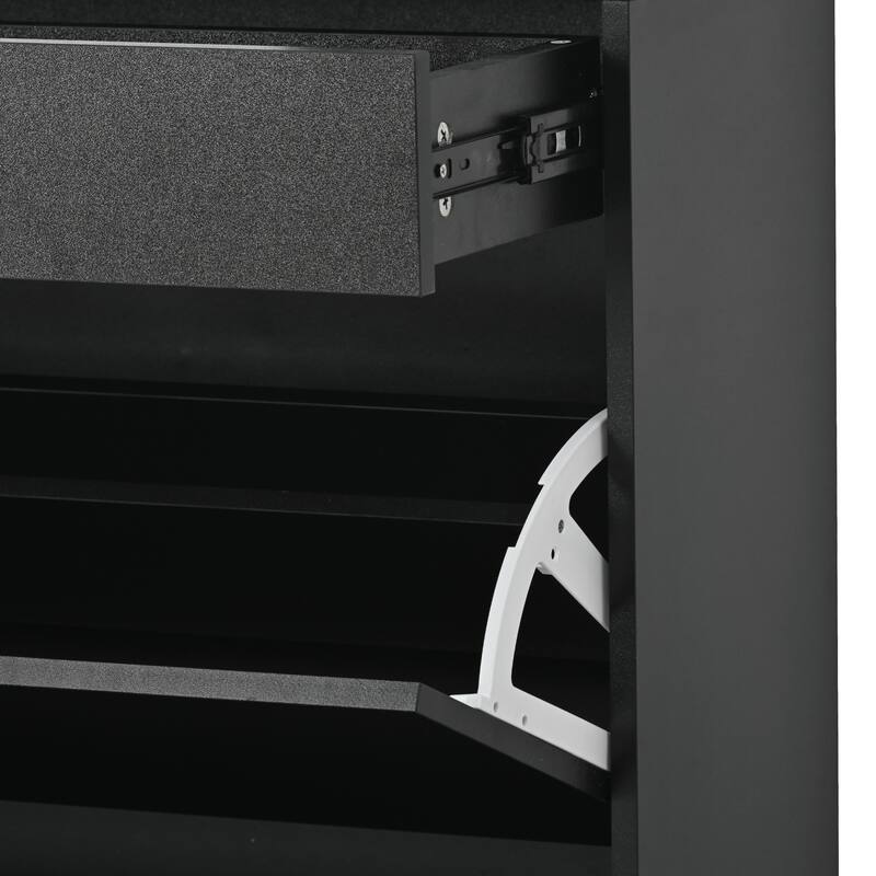 Slim Entryway Organizer with 2 Flip Drawers and LED Light - 9.4"W x 25"H x 35"D