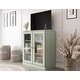 preview thumbnail 30 of 35, Palace Imports 100% Solid Wood TV Stand with Clear Glass Doors for TVs up to 32" Sage