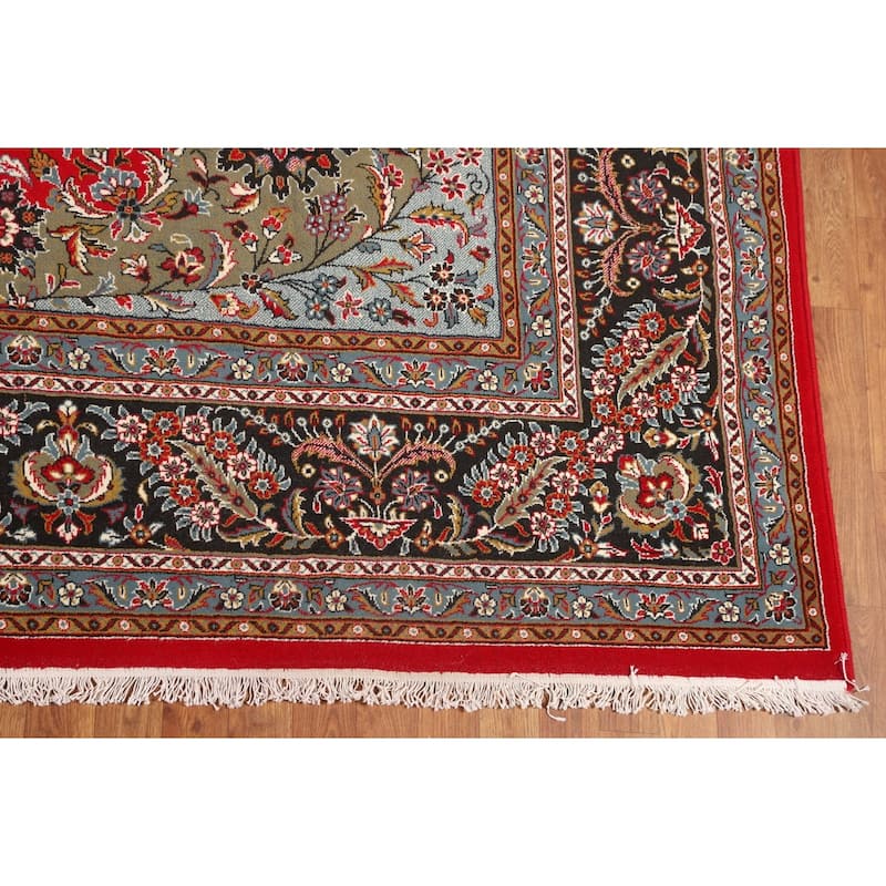 Medallion / Floral Red Kashan Turkish Area Rug Machine Made Carpet - 9'9" x 12'11"