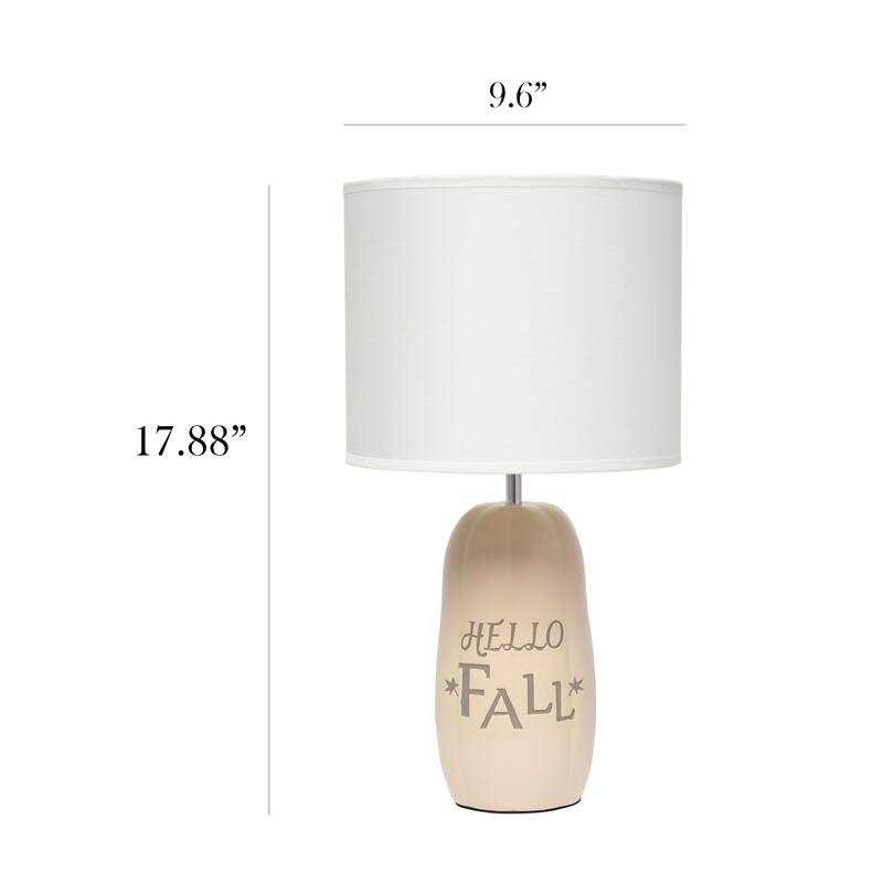 Hello Fall Ceramic Table Lamp with White Drum Shade - 17.75" - Taupe Brown