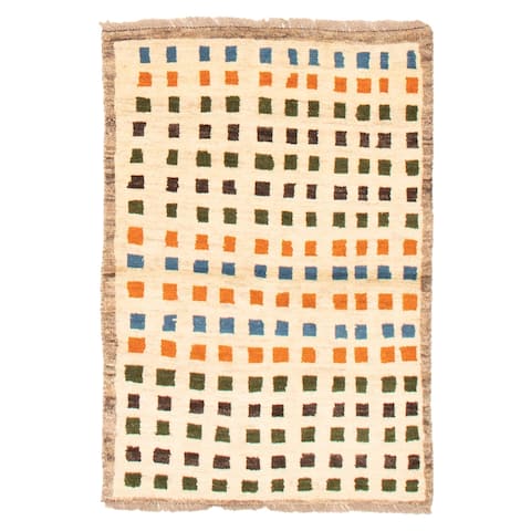 ECARPETGALLERY Hand-knotted Kashkuli Gabbeh Cream Wool Rug - 3'3 x 4'9