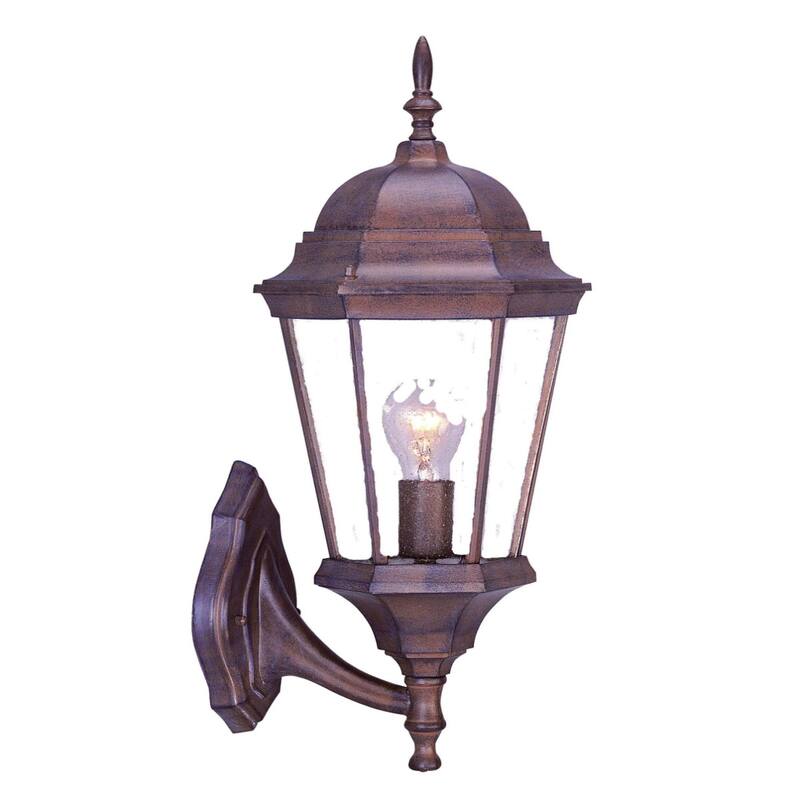 Aluminum Swing Arm Lantern Wall Light with Beveled Glass - 10” x 9” x 21.5” (D x W x H) - Dark Brown