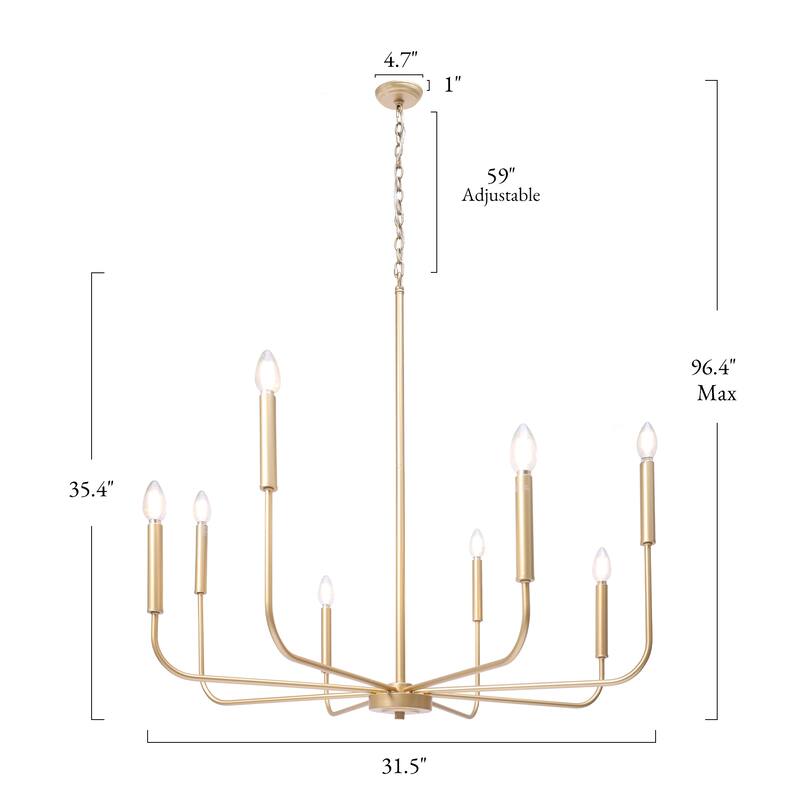 Modern Farmhouse 8-Light Classic Candle Light for Dining Living Room