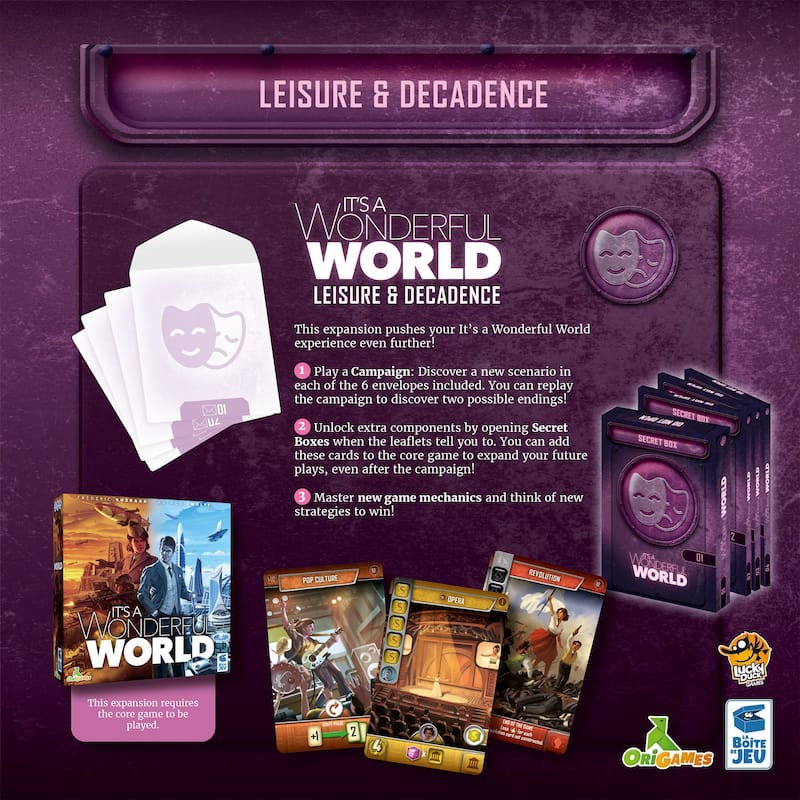 It's A Wonderful World Leisure & Decadence Board Game Expansion