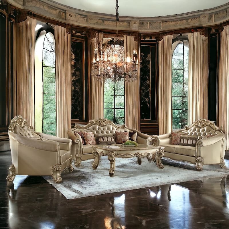 Casada Bone and Gold Patina 1-Pillow Arm Chair