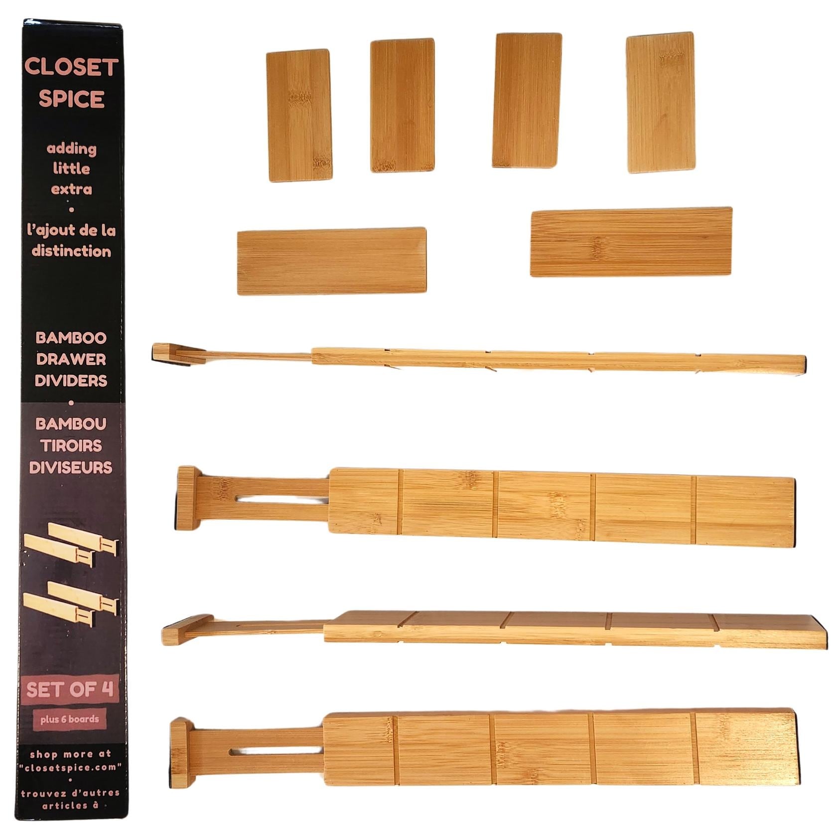 Bamboo Drawer Divider Set of 4 - Closet Organizers