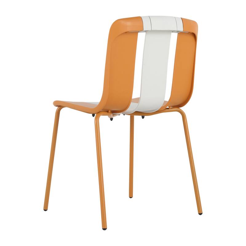 4-Pack Modern Striped Color Block Chairs - Indoor/Outdoor PP Plastic Seat & Sturdy Metal Legs
