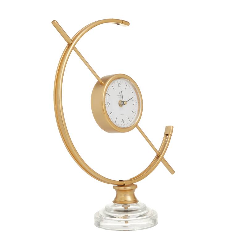 Gold Metal Decorative Clock with Acrylic Base - 13 x 5 x 16