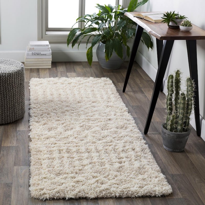 Livabliss Urban Shag Bohemian Tribal Area Rug - 2' 7" x 20' - Beige
