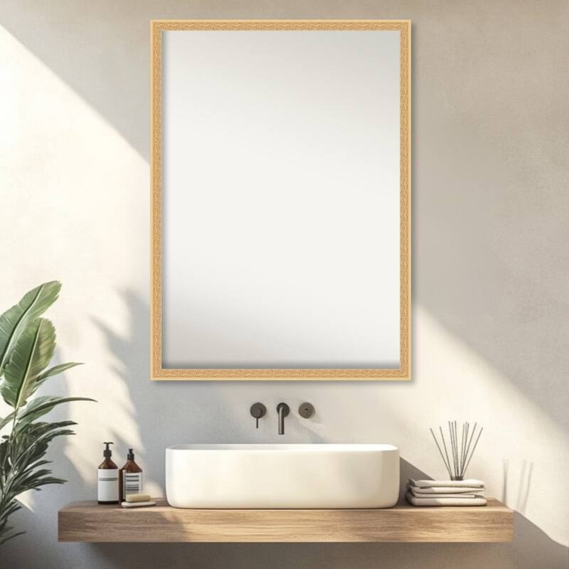 Bethany Non-Beveled Wood Framed Bathroom Vanity Wall Mirror