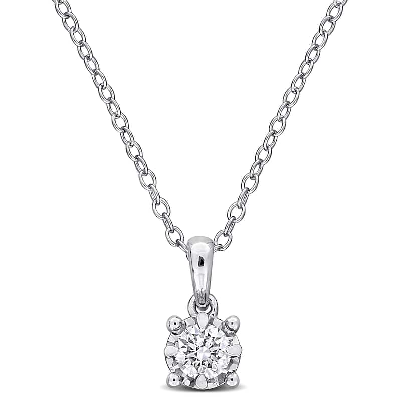 Miadora Sterling Silver Lab Grown Diamond Solitaire Necklace 1/10 to 1ct tw (GH VS1;VS2) - 0.25