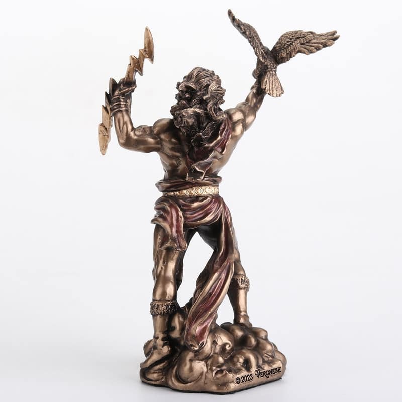 4.33 inches Height Polyresin Zeus Greek God of the Sky Holding Thunderbolt with Eagle Bronze Finish Figurine