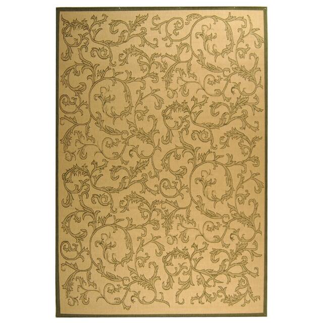 SAFAVIEH Courtyard Darline Indoor/ Outdoor Waterproof Patio Backyard Rug - 6'7" x 9'6" - Natural/Olive