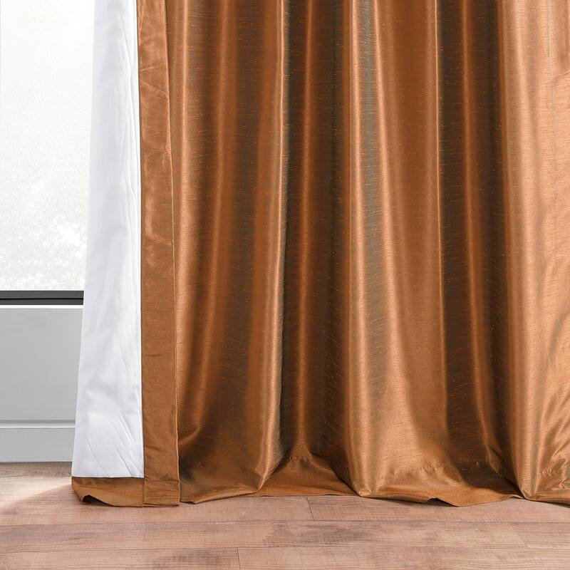 Exclusive Fabrics Vintage Textured Faux Dupioni Silk Room Darkening Curtains (1 Panel)