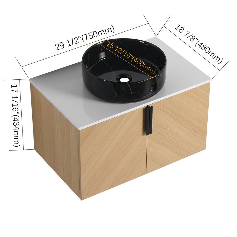 Bathroom Vanity With Sink In 30/36 Inch, Floating Bathroom Vanity With 2 Soft Close Doors