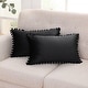 preview thumbnail 74 of 89, Deconovo Velvet Pom-poms Throw Pillow Covers 2 PCS(Cover Only) 12x20 - Black