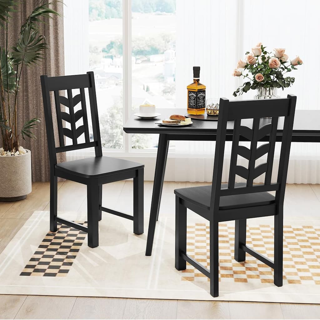Set of 2/4 Wood Dining Chairs Modern Armless Kitchen Side Chairs