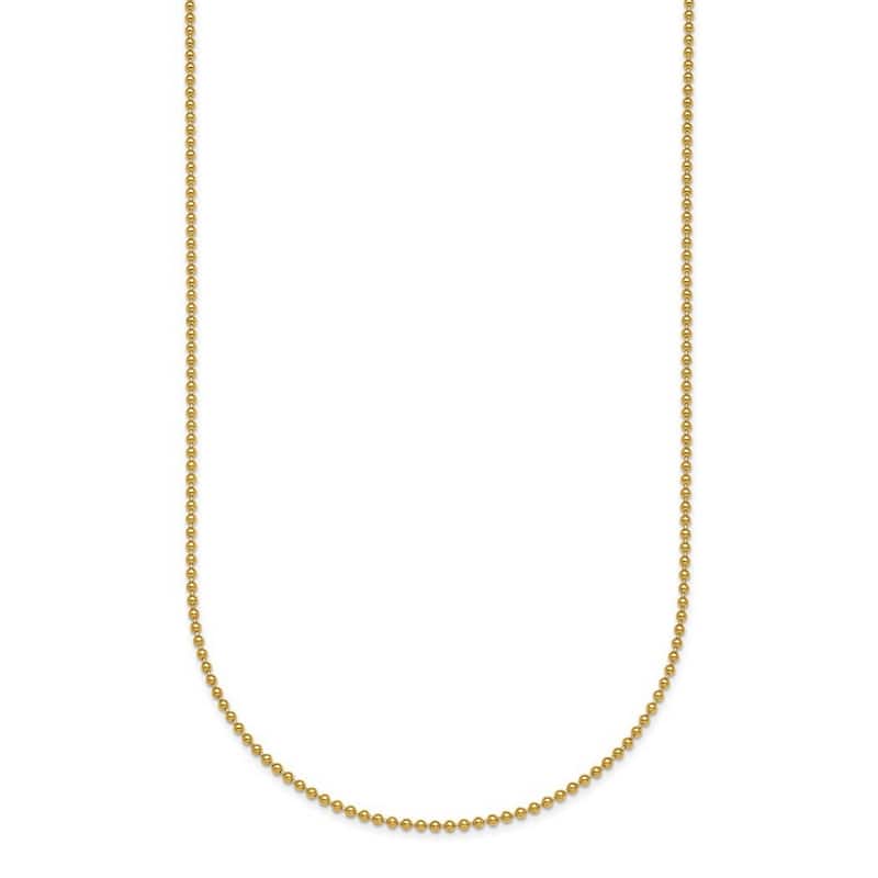 Curata Italian 14k Yellow Gold 1.2mm Bead Chain Necklace For Women (Lobster)