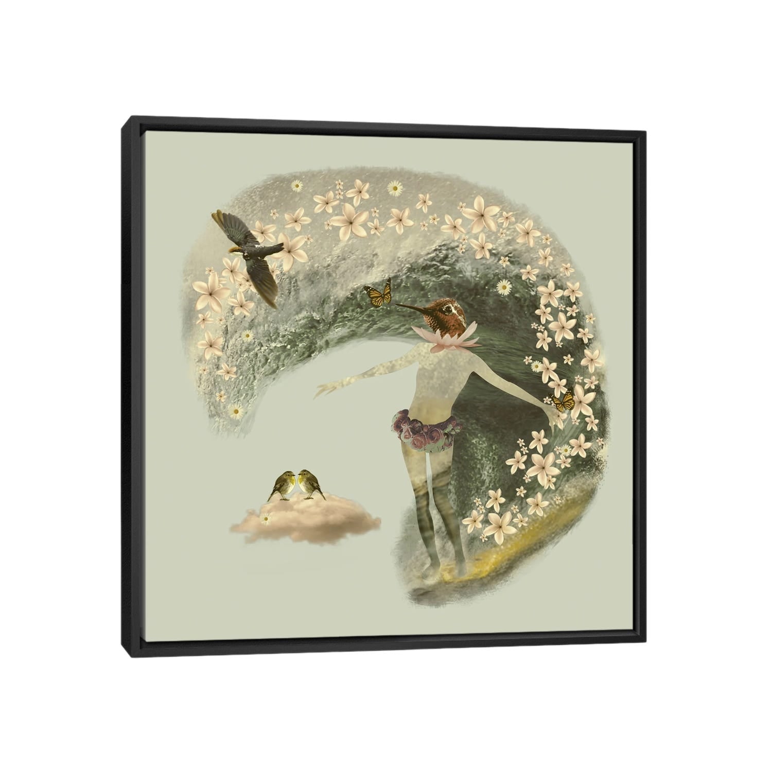iCanvas "Flower Surfer" by Caroline Keslassy Framed