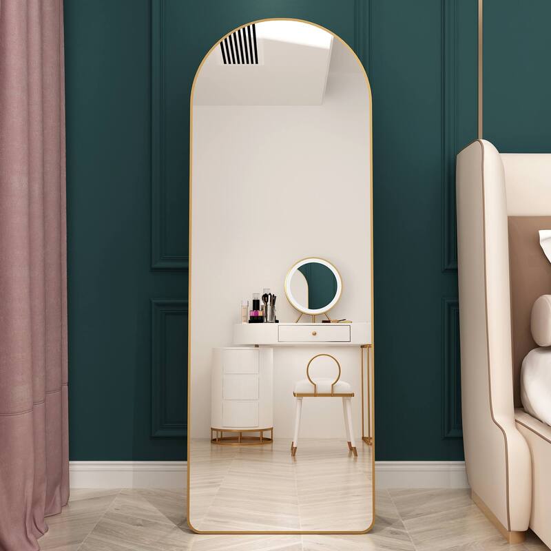 64.9" * 23.2" Aluminum Alloy Metal Frame Arched Wall Mirror, Bathroom Makeup Mirror, Bedroom Porch, Clothing Store