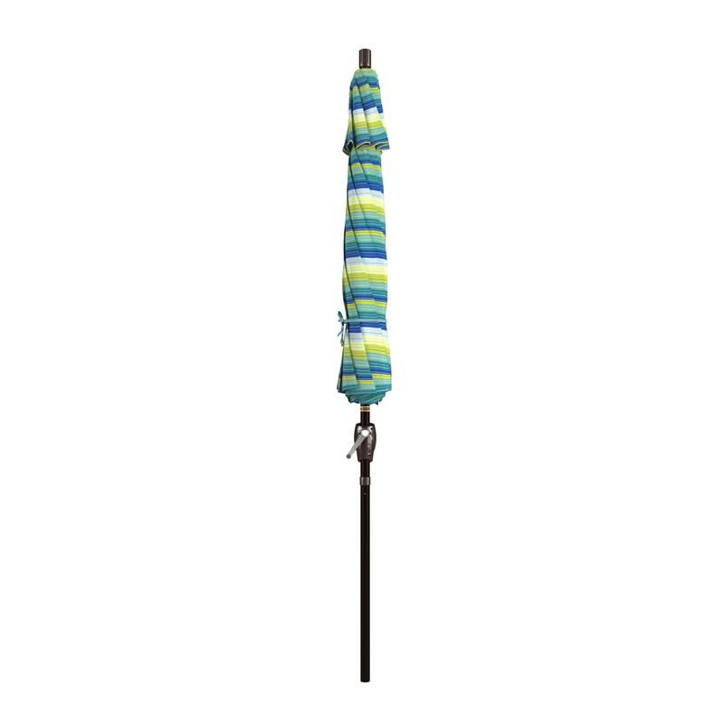 California Umbrella 9-foot Round Crank Lift, Push ButtonTilt, Bronze Frame Finish, Aluminum Patio Umbrella with Sunbrella Fabric