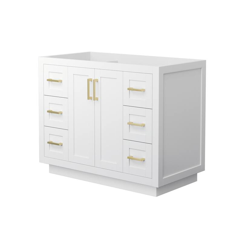 Wyndham Collection Miranda 42" Single Free Standing Vanity Cabinet - White / Brushed Gold Hardware