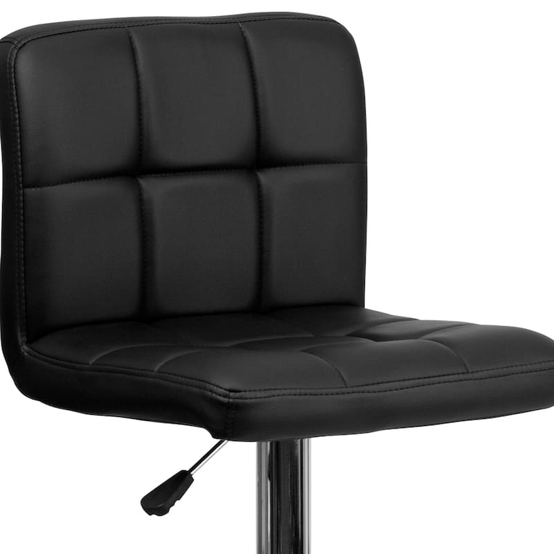 Contemporary Quilted Vinyl Adjustable Height Barstool with Chrome Base