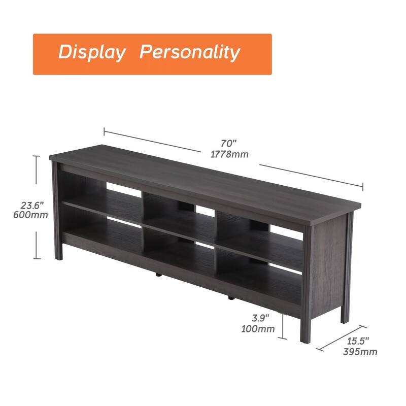 LED TV Stand for 65-75 Inch TV, TV Console with Warm White LED Light