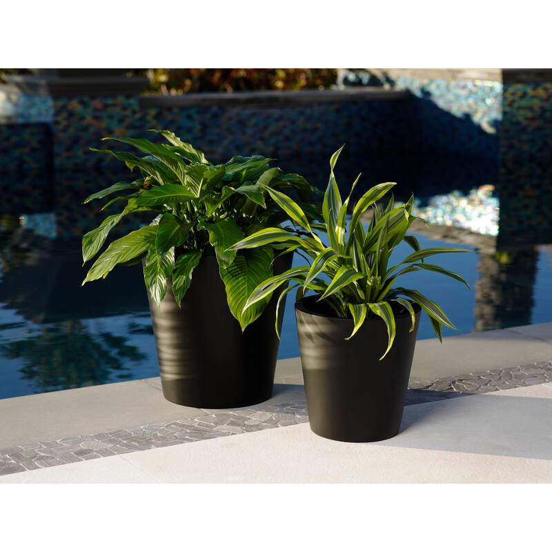 Indoor/Outdoor Large Minimalist Fiberstone Lightweight Cone Round Planter Pot - 19, 15, 11 in