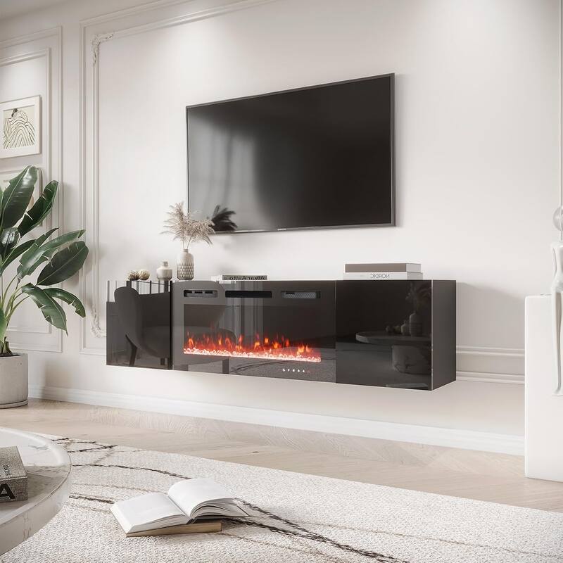 EROMMY Electric Fireplace Heater Mantel TV Cabinet, Media Entertainment Center, Energy Efficient Heater
