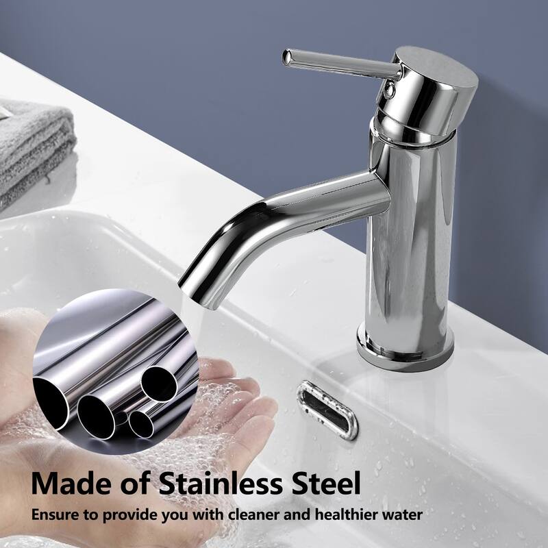 Topcraft Stainless Steel 6.7/12.2 Single Handle Single Hole Bathroom Sink Faucet