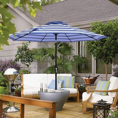 Maypex Striped Crank and Tilt 9-foot Market Umbrella